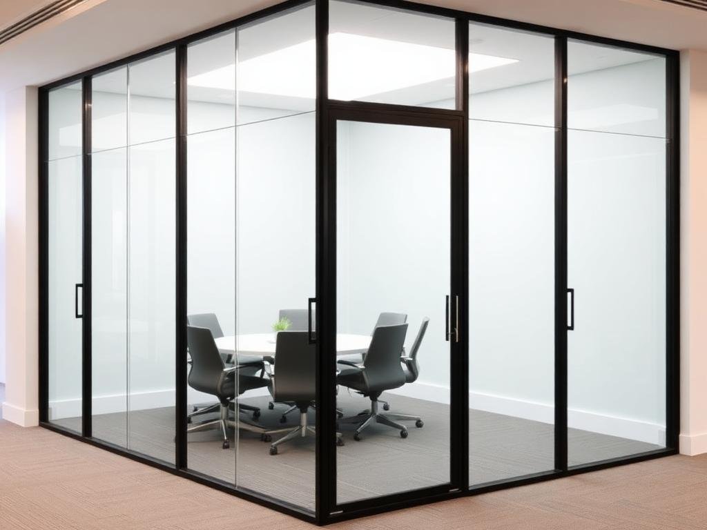 نموذج عرض مشروع: فواصل زجاجية داخل مكتب حديث